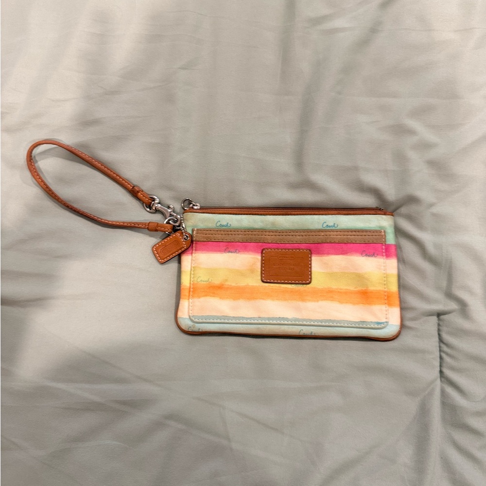 Coach Striped Pastel Wristlet